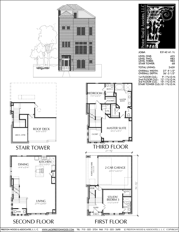 3 1/2 Story Townhome Plan E3142 A1.1