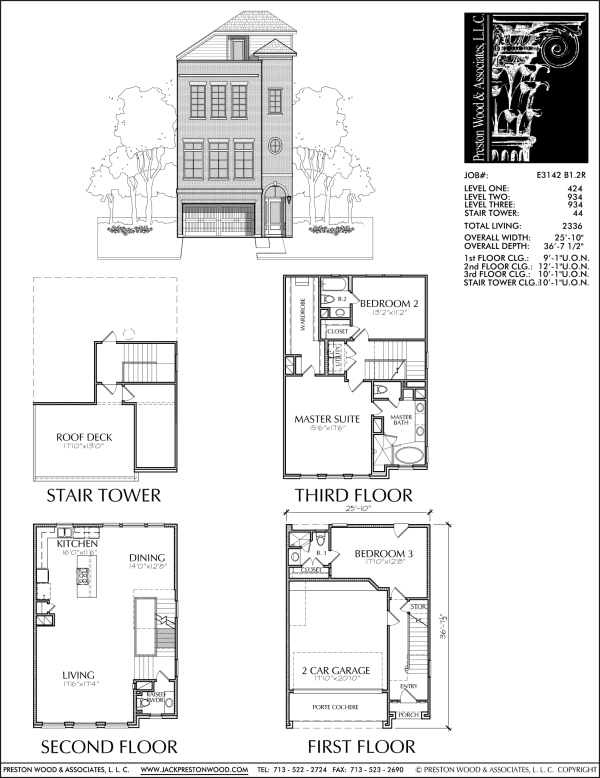 3 1/2 Story Townhome Plan E3142 B1