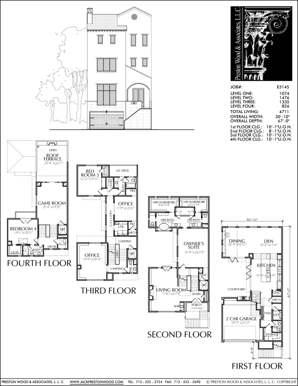 3 1/2 Story Townhome Plan E3145