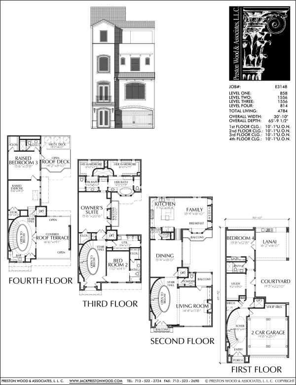 3 1/2 Story Townhome Plan E3148