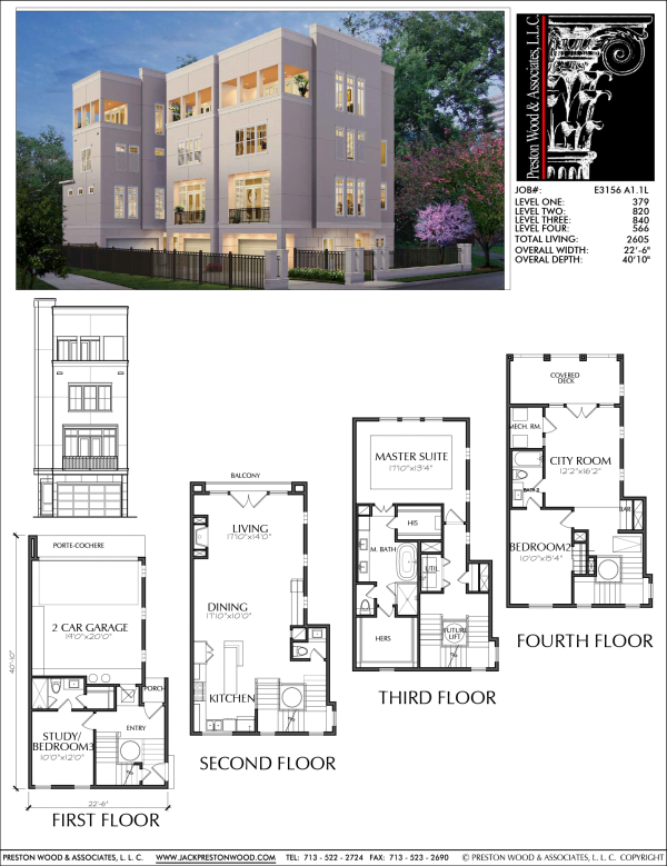 Four Story Townhome Plan E3156 A1.1