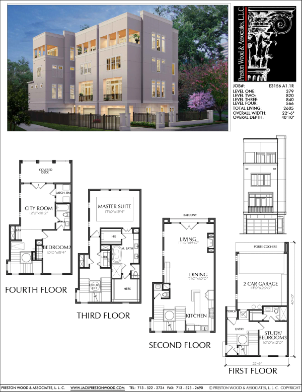 Four Story Townhome Plan E3156 A1.1