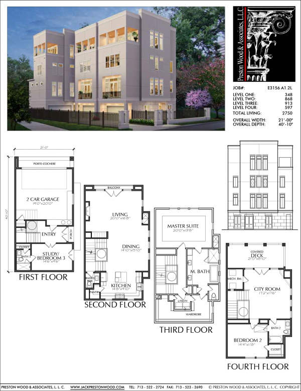 Four Story Townhome Plan E3156 A1.2