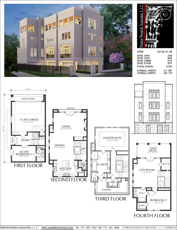 Four Story Townhome Plan E3156 A1.2