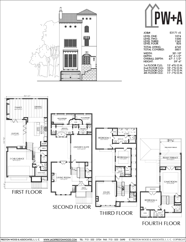 3 1/2 Story Townhome Plan E3171