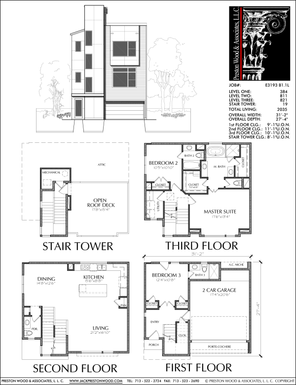 3 1/2 Story Townhome Plan E3193 B1.1