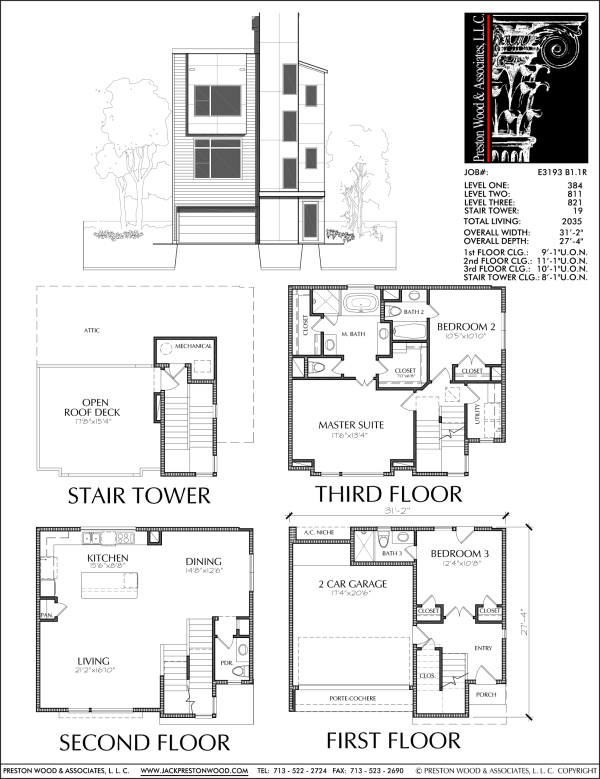 3 1/2 Story Townhome Plan E3193 B1.1