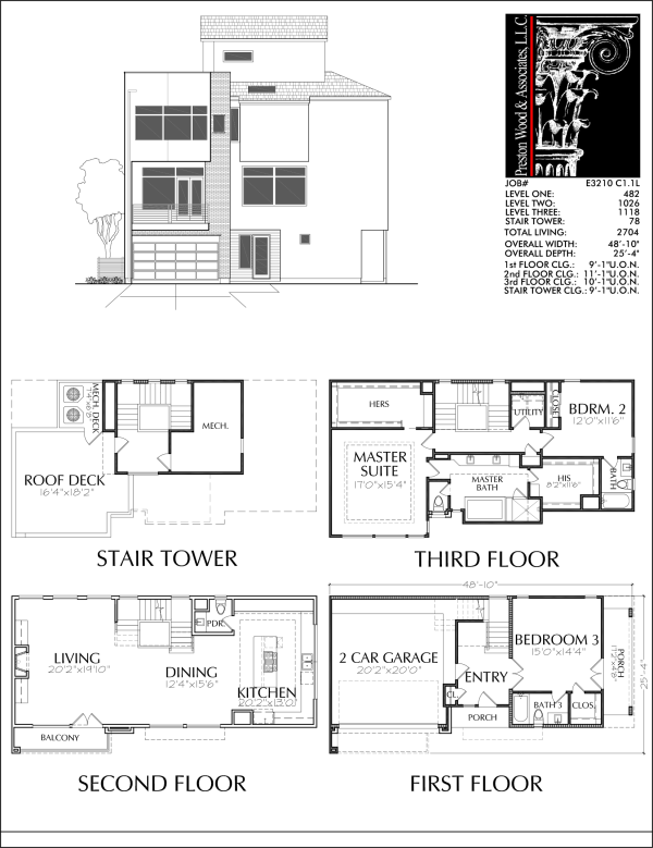 3 1/2 Story Townhome Plan E3210 C1.1