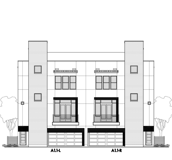 3 1/2 Story Duplex Townhome Plan E3279 A1.1