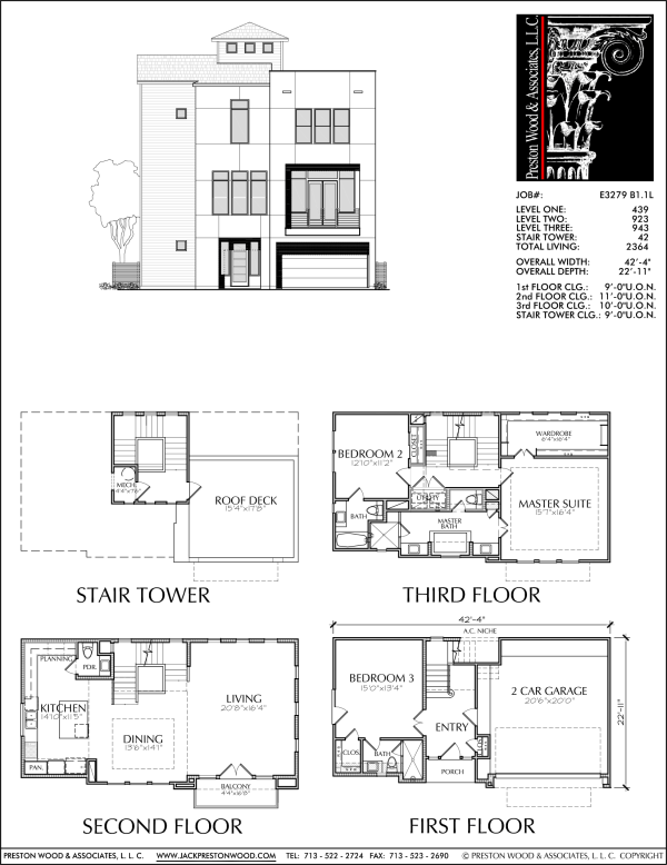 3 1/2 Story Townhome Plan E3279 B1.1