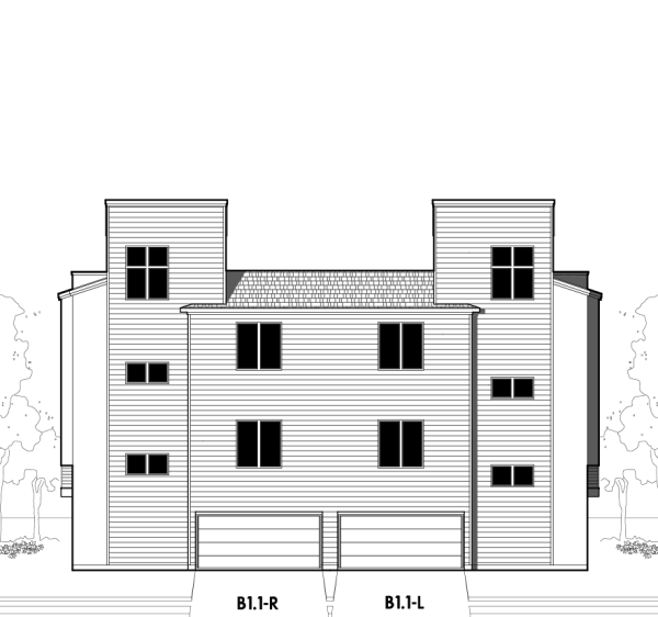 3 1/2 Story Duplex Townhome Plan E3290 B1.1