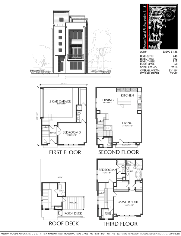 3 1/2 Story Townhome Plan E3290 B1.1