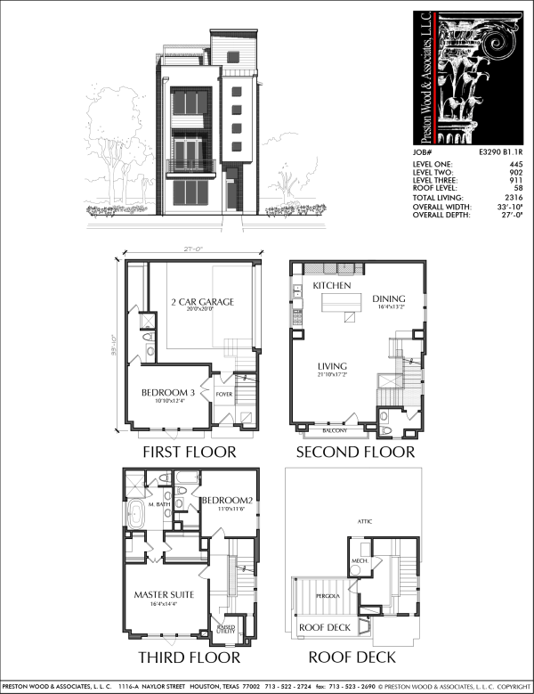 3 1/2 Story Townhome Plan E3290 B1.1