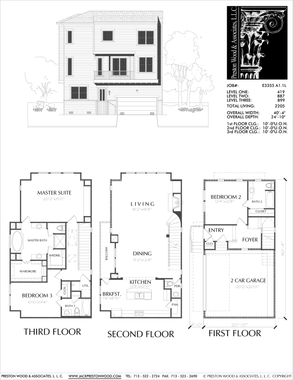 Three Story Townhome Plan E3355 A1