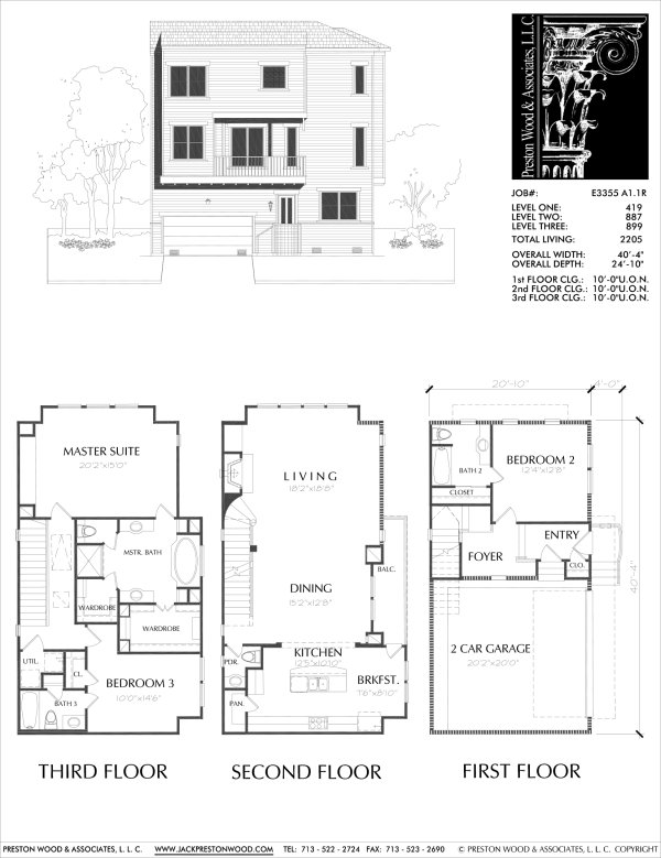 Three Story Townhome Plan E3355 A1