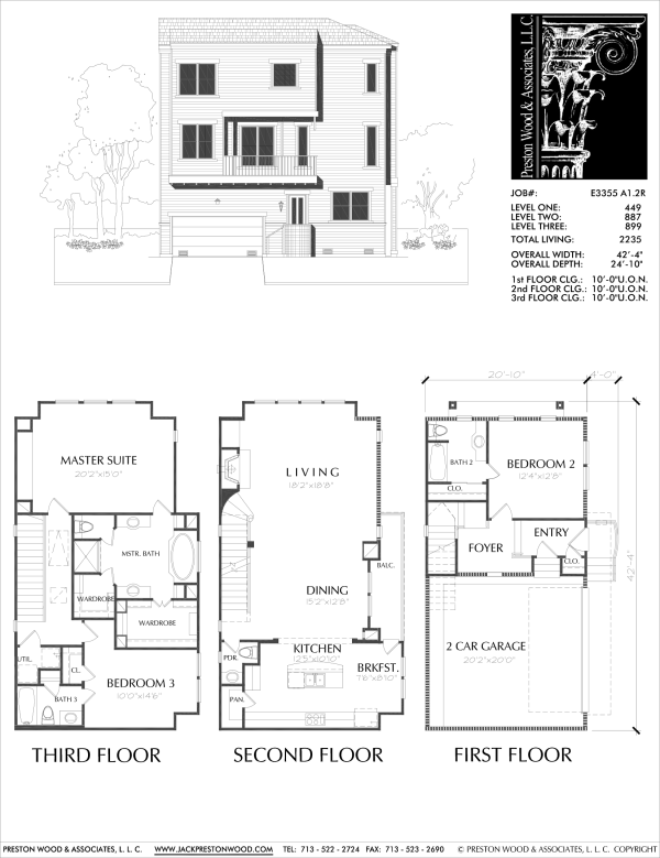 Three Story Townhome Plan E3355 A1