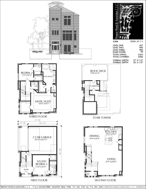 3 1/2 Story Townhome Plan E3361 A1.1