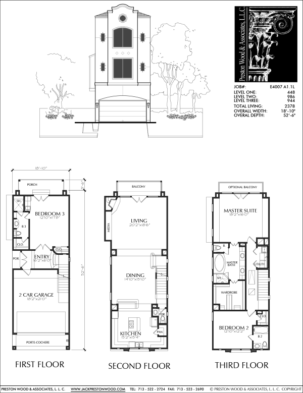 Three Story Townhome Plan E4007