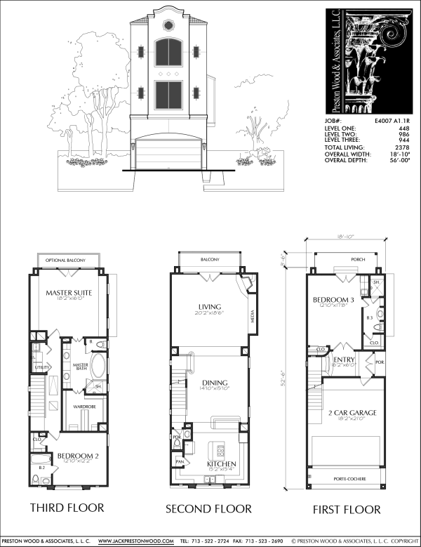 Three Story Townhome Plan E4007