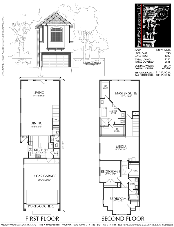 Two Story Townhome Plan E4074 A1.1