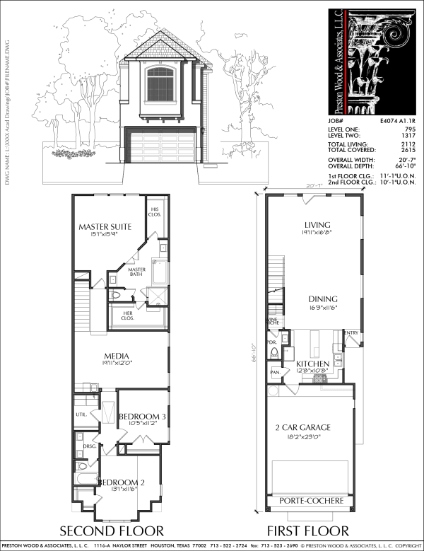 Two Story Townhome Plan E4074 A1.1