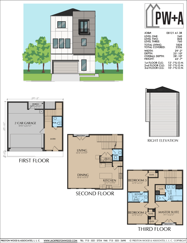 Three Story Townhome Plan E8121 A1