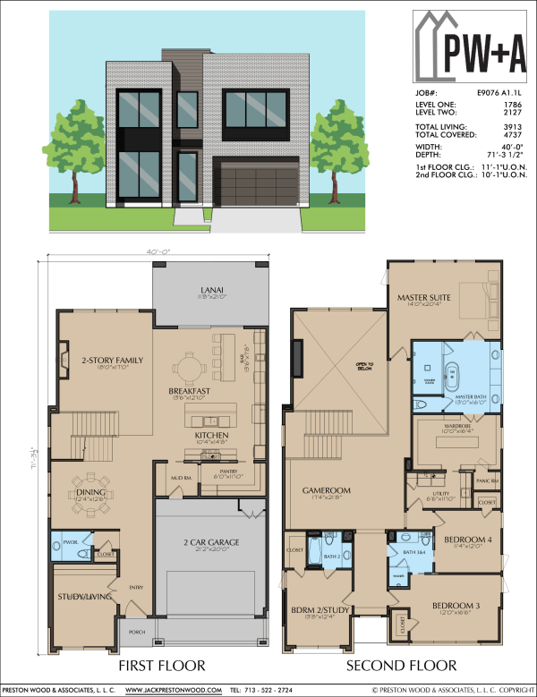 Two Story Urban Home Plan E9076