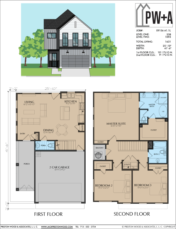 Two Story Townhome Plan E9156 A1.1