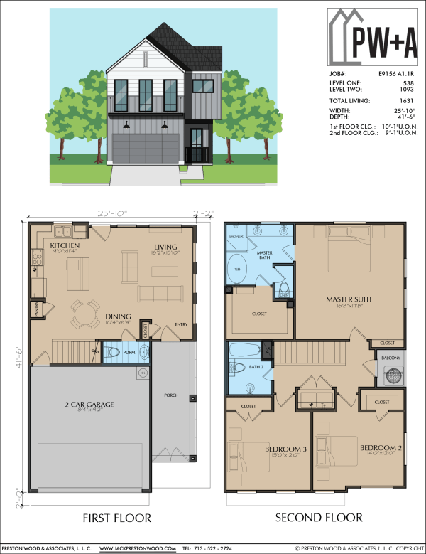 Two Story Townhome Plan E9156 A1.1