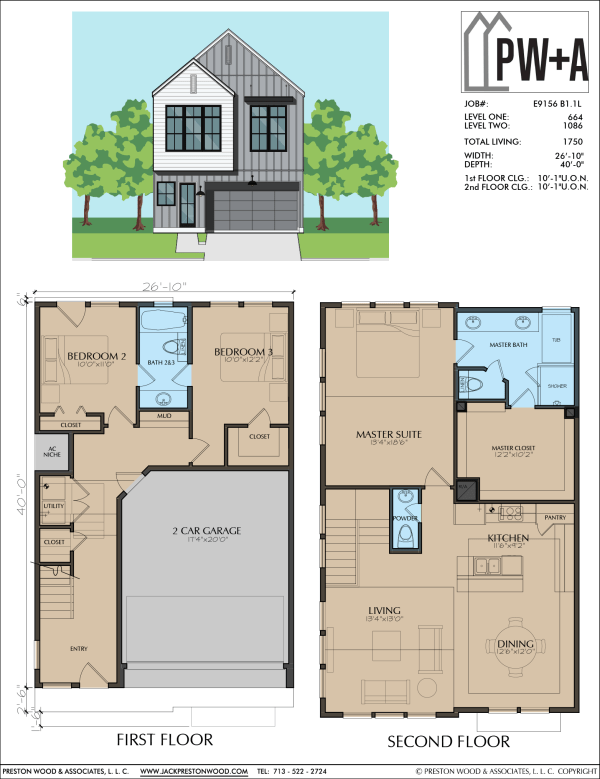 Two Story Townhome Plan E9156 B1.1