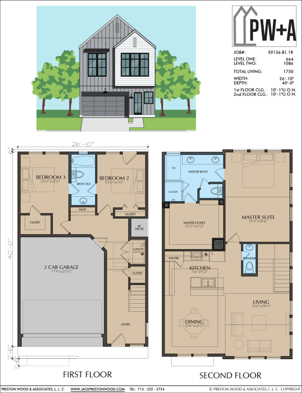 Two Story Townhome Plan E9156 B1.1