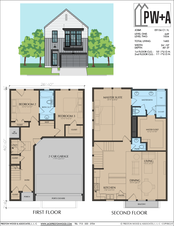 Two Story Townhome Plan E9156 C1.1