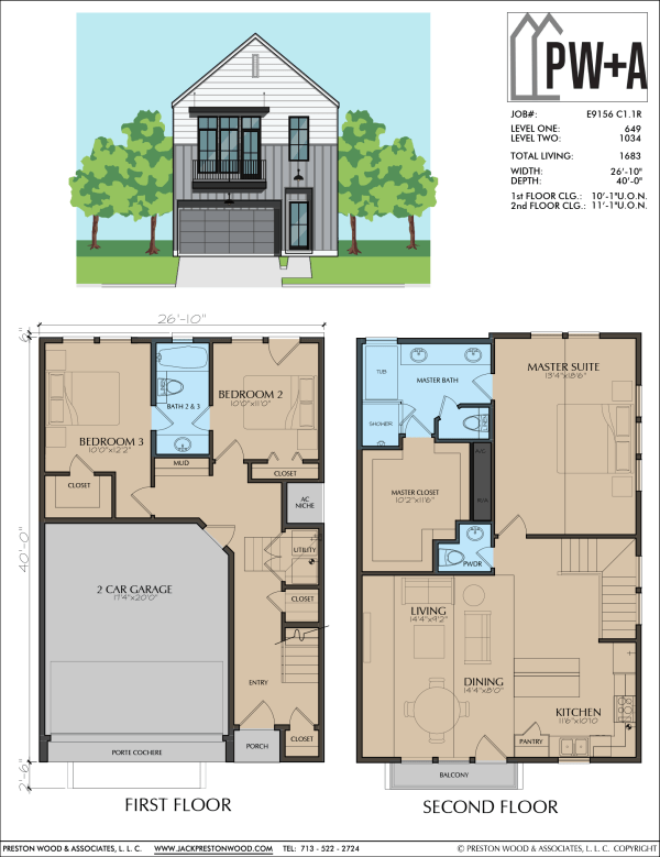 Two Story Townhome Plan E9156 C1.1