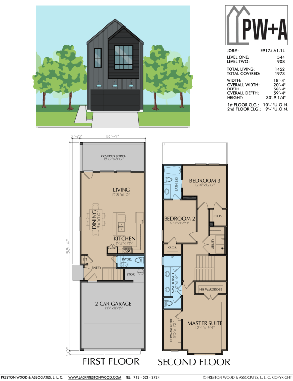 Two Story Townhome Plan E9174 A1.1