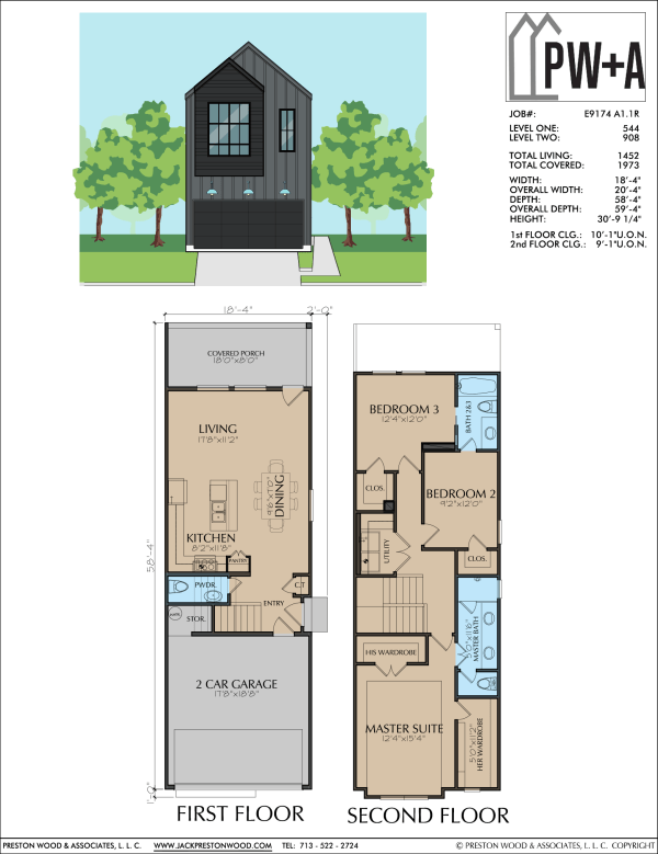 Two Story Townhome Plan E9174 A1.1