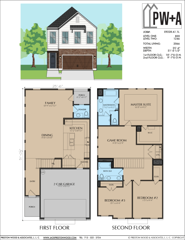Two Story Townhome Plan E9228 A1