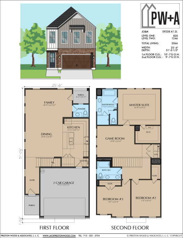 Two Story Townhome Plan E9228 A1