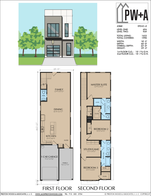 Two Story Townhome Plan E9243