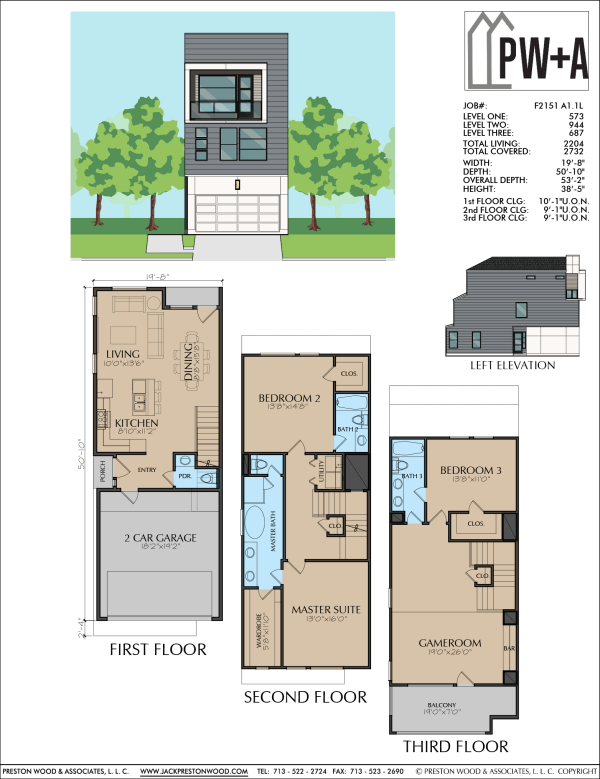 Three Story Townhome Plan F2151 A1