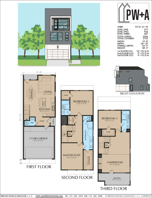 Three Story Townhome Plan F2151 A1