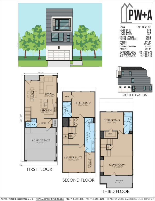 Three Story Townhome Plan F2151 A1