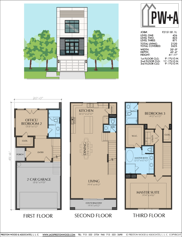 Three Story Townhome Plan F2151 B