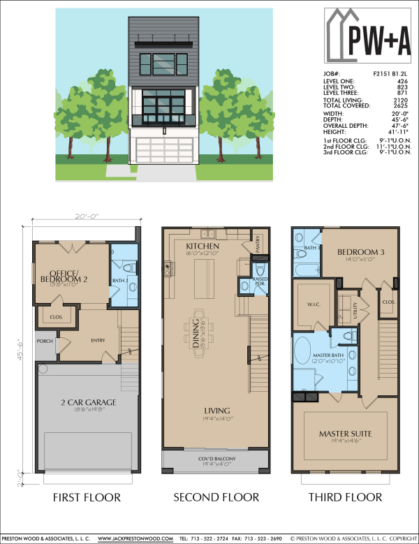 Three Story Townhome Plan F2151 B
