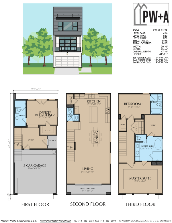 Three Story Townhome Plan F2151 B