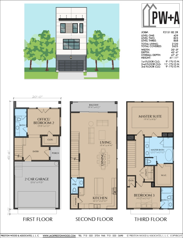 Three Story Townhome Plan F2151 B