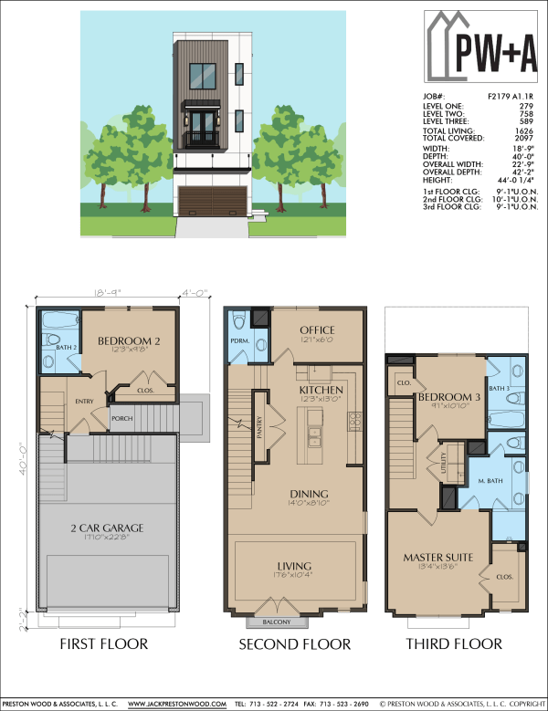 Three Story Townhome Plan F2179 A1.1