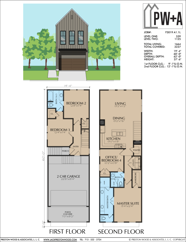 Two Story Townhome Plan F3019 A1.1