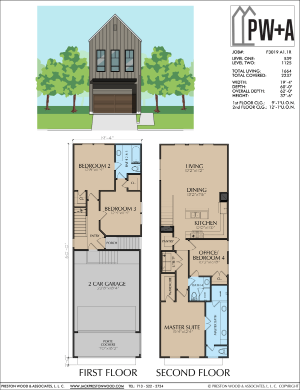 Two Story Townhome Plan F3019 A1.1
