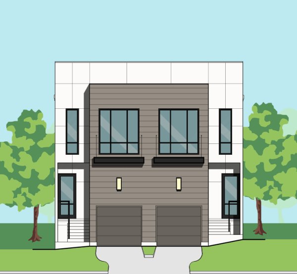 Two Story Duplex Townhome Plan F3097