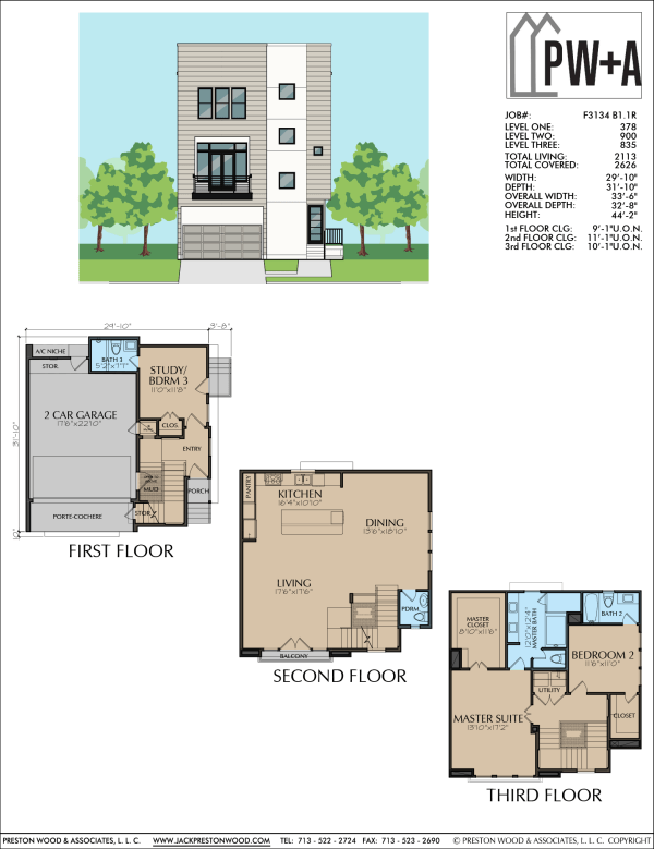 Three Story Townhome Plan F3134 B1